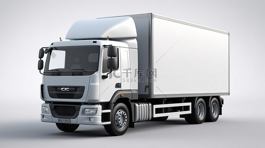 卡货车背景图片_孤立冷藏车的 3d 渲染