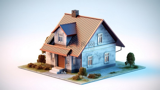 3D 小型住宅概念渲染房地产视角