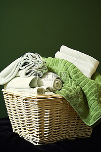毯子背景图片_一篮子毛巾和毯子