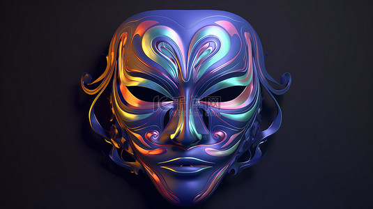 具有独特艺术风格的 3D 插图面具