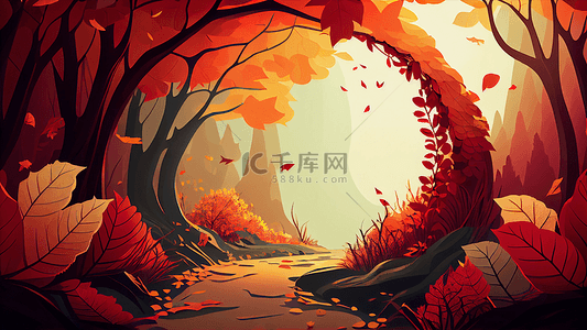 秋天落叶小道背景