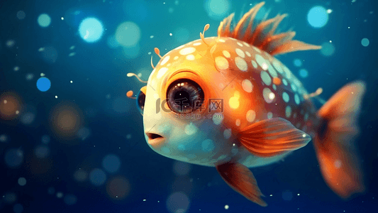 海底小鱼橙色背景