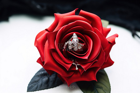 红玫瑰与切割水晶