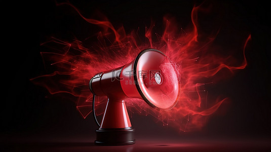 可爱生日涂鸦背景图片_逼真的 3D 红色扩音器扬声器与闪电营销时间概念