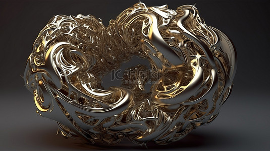 复杂图案背景图片_3D 渲染中的复杂金属形状