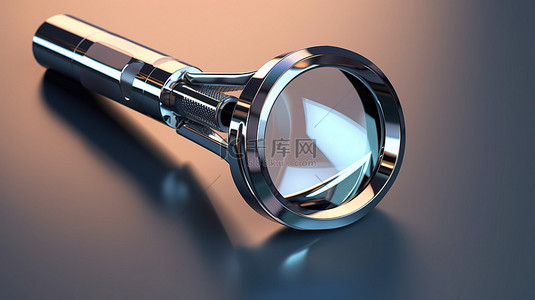 光学设备镜头手柄 3D 图标放大镜，用于增强变焦和搜索