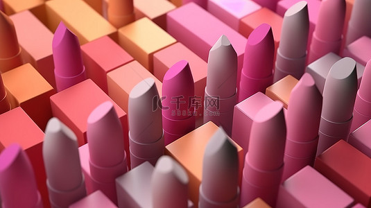 美容化妆广告背景背景图片_用于 3D 宣传材料背景设计的柔和口红彩色场景