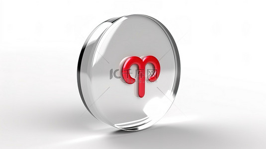Pinterest 上亚克力玻璃的 3D 渲染白色背景图标