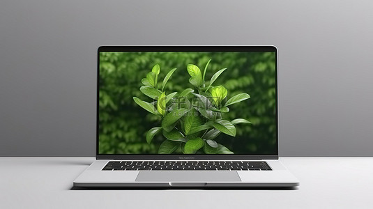 笔记本电脑背景图片_3D 渲染笔记本电脑屏幕显示模型