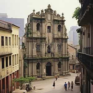 中国澳门市中心的老教堂街
