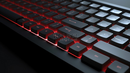 电脑系统背景图片_一个红色的播放键从 3d 模型电脑键盘中弹出