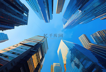 高大背景图片_想象空间中的一组大型高大蓝色建筑