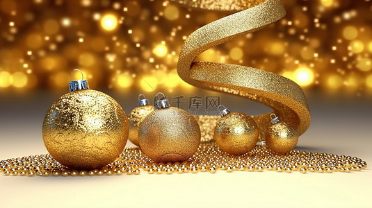 闪闪发光的蛇纹石圣诞树和闪闪发光的球 3d 渲染