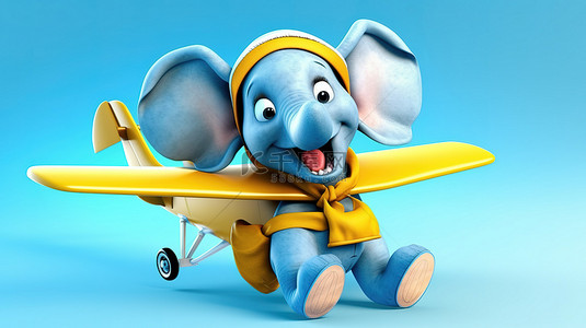 胖的背景图片_拿着飞机的俏皮大象玩具 3D 模型
