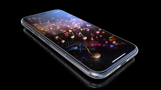 音乐背景图片_在详细渲染中展示 3d 音乐应用程序的智能手机