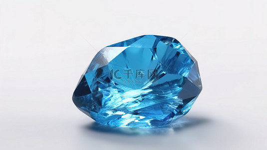 深奥的背景图片_白色背景上孤立的 3D 蓝色水晶是深奥配件的珍贵宝石