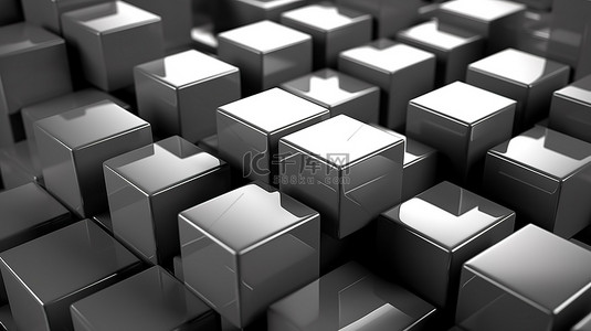 立方体墙面背景图片_工作室背景中基座立方体的金属灰色 3D 渲染