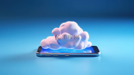 3d 渲染蓝色背景与移动云的内容