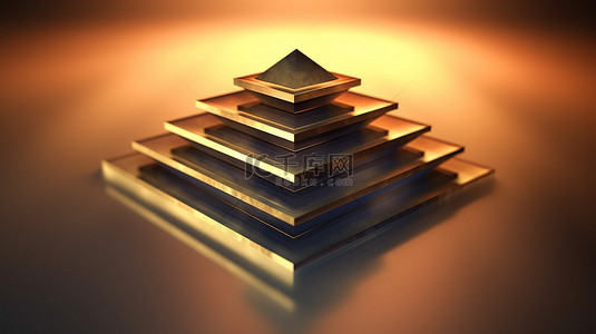 透视背景在 3D 概念渲染中展示四层金字塔