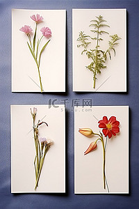 打印照片背景图片_一组四根花茎，打印在单独的照片上