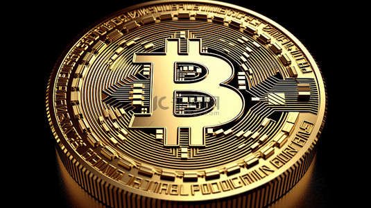 金融背景图片_数字货币 BTC 硬币符号的 3D 插图