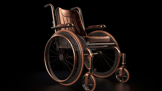 坐轮椅少年背景图片_设计师轮椅由皮革制成，具有令人惊叹的 3D 渲染效果