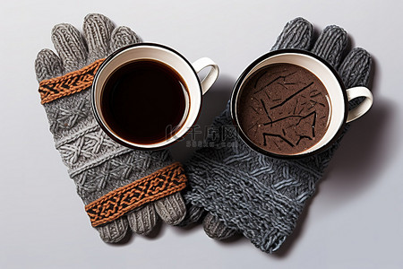 手套和咖啡杯