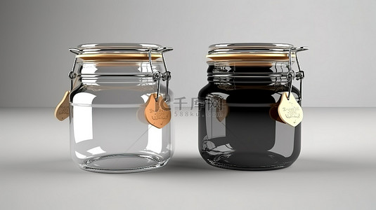 蜂蜜模板背景图片_1 带有夹盖的独立模型罐的 3D 渲染