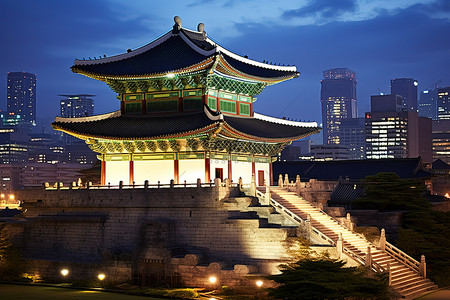韩国首尔城市夜景 韩国首尔宫殿 Hanjeongdong jpg
