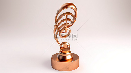 音符背景图片_白色背景奖杯的渲染，配有青铜音乐高音谱号和麦克风，非常适合颁奖