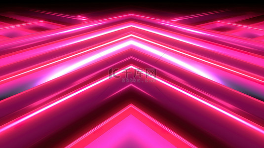 在 3d 粉红色插图中重新想象的抽象发光几何条纹