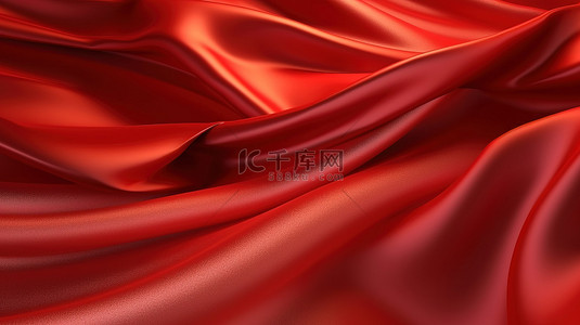 飘扬的星条旗背景图片_奢华背景上飘扬的红色织物的高雅 3D 渲染