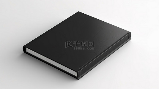 3d 创建的亮白色背景上的空乌木日记封面
