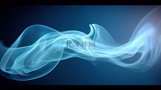 细长椭圆形框架中蓝色风格化烟云的 3D 渲染