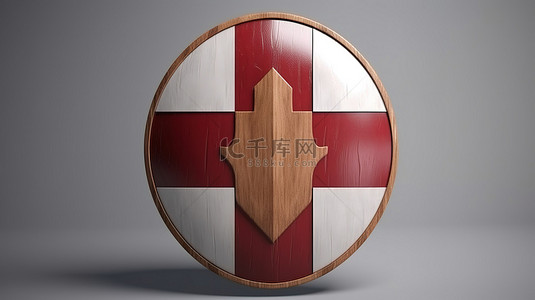 黄金风铃木背景图片_红色和白色木盾的中世纪渲染