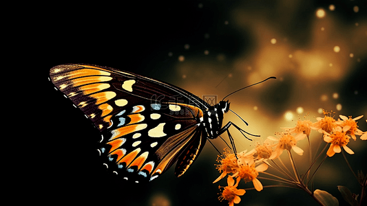 蝴蝶鲜花橙色光斑背景