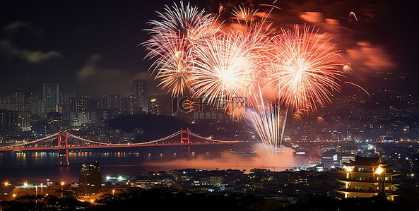 正月里来是新年背景图片_金尚亭市上空的新年烟花