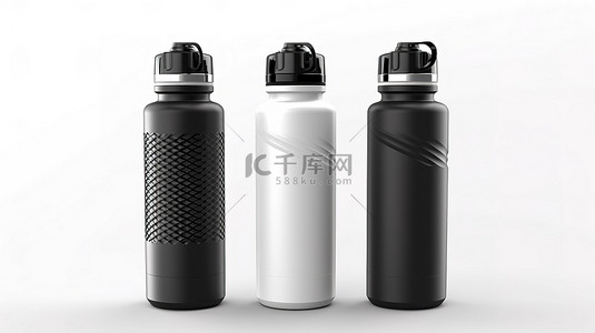 单色水瓶用于运动隔离在白色背景与 3D 效果
