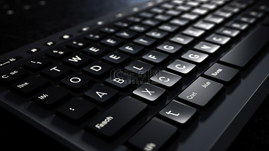 业务翻译背景图片_技术与带有翻译键的时尚黑色键盘的商业 3D 渲染相结合