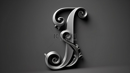 j字母设计背景图片_字母 j 的黑色手写脚本字体的 3d 渲染