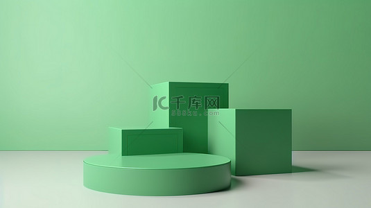 绿色3D几何讲台是展示您产品的完美平台