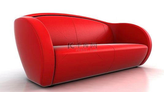 3d 渲染中的红色沙发与白色背景分开