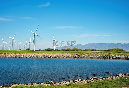 环海背景图片_风力涡轮机环海