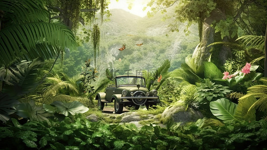 背包客侧面背景图片_探索野生丛林，夏日大自然探险