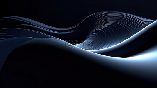 3D 渲染抽象动态曲线体积线阴影和照明