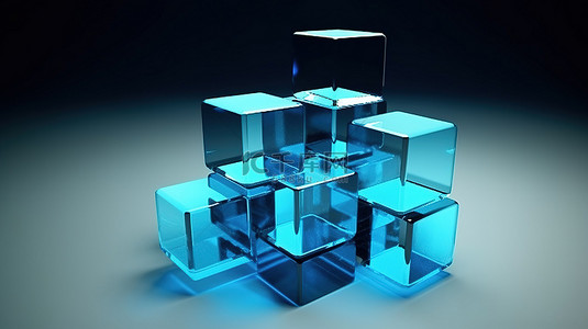 彩色时尚几何背景图片_由立方体组成的抽象玻璃图形的时尚 3D 渲染
