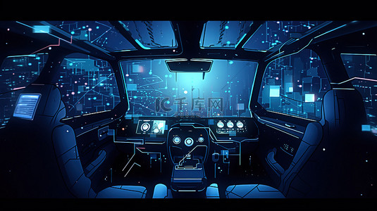 机车仪表盘背景图片_发光的仪表板汽车照明控制装置的 3D 插图