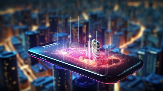 英国的 5g 连接概念智能手机技术的未来派 3D 渲染