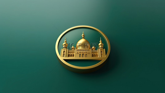 清真寺的图标 3D 渲染的社交媒体图标
