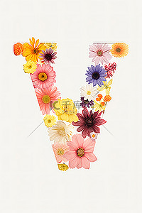 这件艺术品是用花制成的字母 w